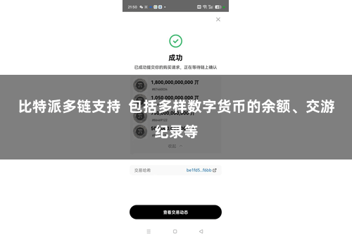 比特派多链支持  包括多样数字货币的余额、交游纪录等